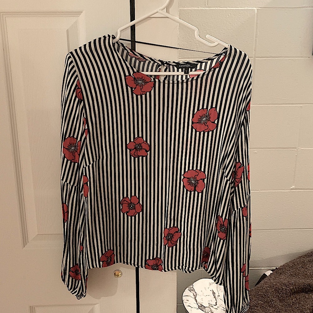 Blouse with red flowers